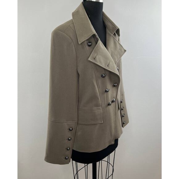 Le Lis Blanc Beige Long Sleeve Double Breasted Notched Military Jacket Sz EU 44 - Picture 2 of 9